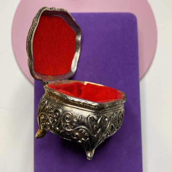 💛 Vintage Silver Plated Floral Trinket Box - Picture 8 of 8